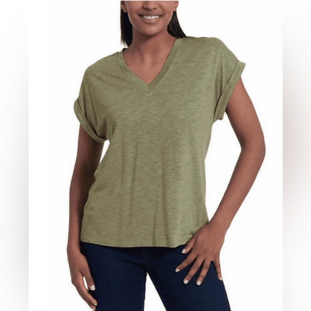 Jessica Simpson Ladies' V-Neck Knit Top (Green X-Large)
